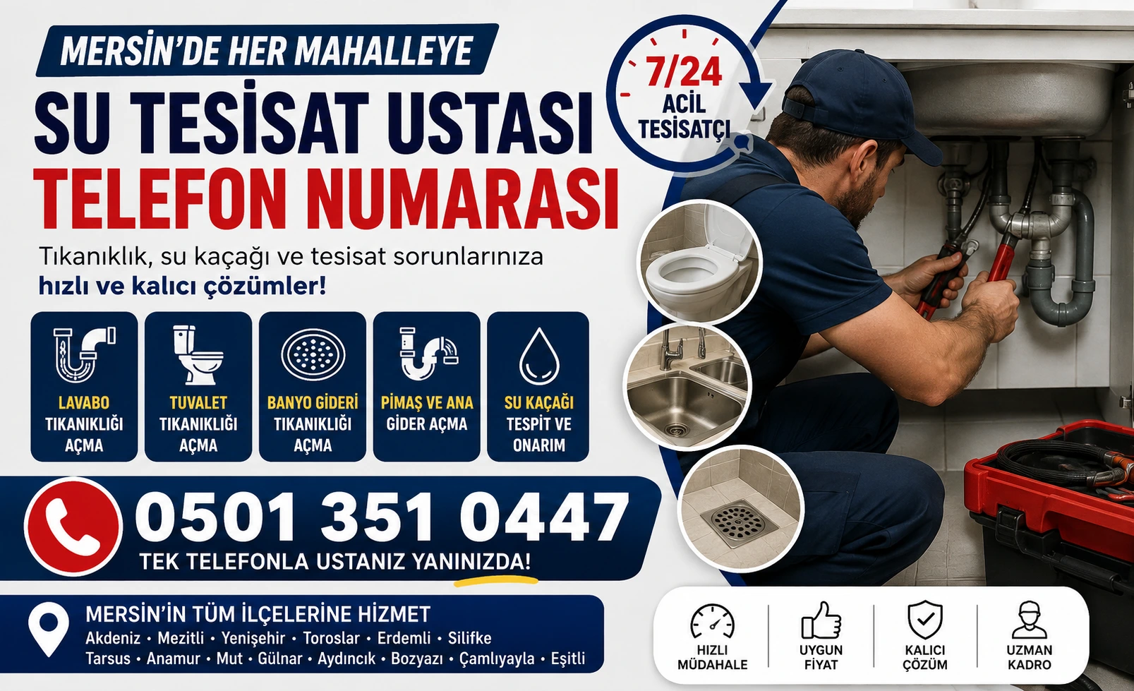 Mersin Su Tesisat Ustası Telefon Numarası